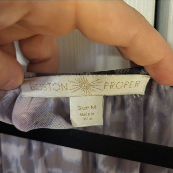 Boston Proper lavender/ grey 3/4 length sleeve blouse - Picture 7 of 10